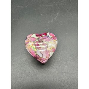 Iridescent Pink Ceramic Heart Trinket Box with Lid Small Keepsake Jewelry Holder